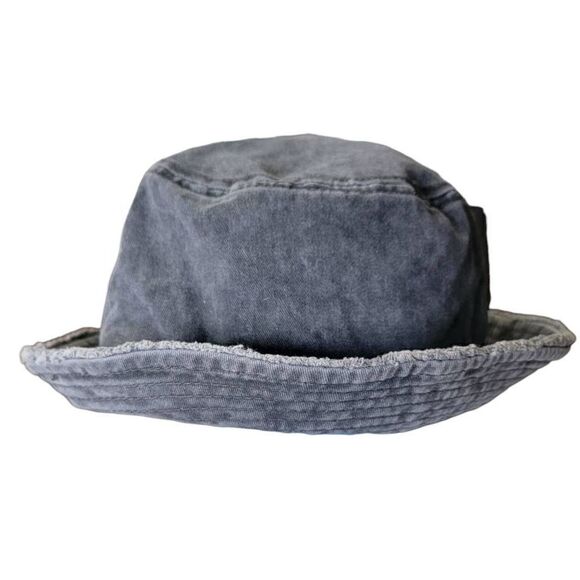 David And Young Distressed Bucket Hat Grey Cotton Y2K - Picture 3 of 6